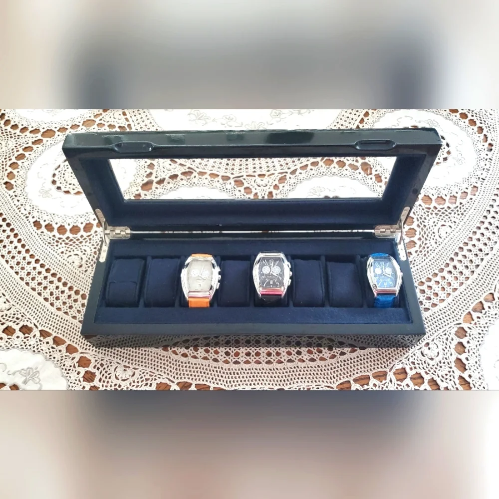 ECCLISSI  WATCH STORAGE BOX Ebony Black, 8 Watches w/Display Pads Unisex - Picture 3 of 7